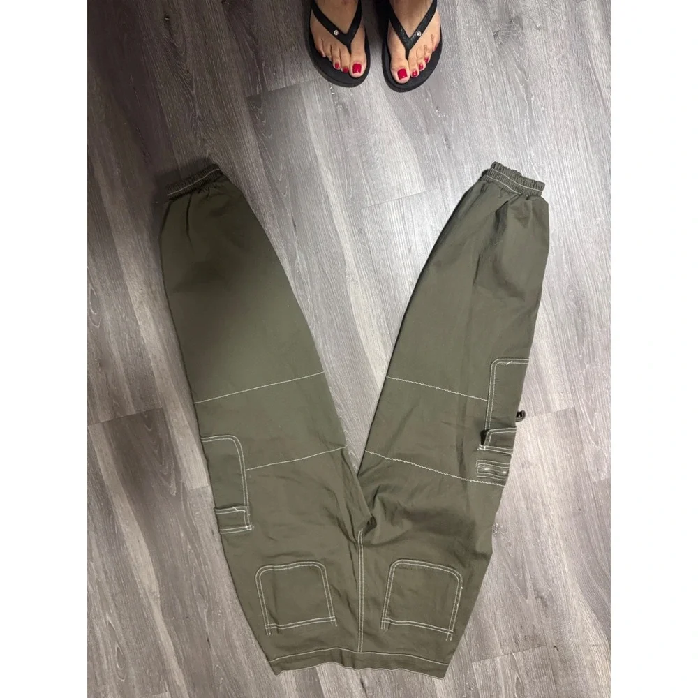 Rachael Paige Cargo Jogger Pants Womens Medium Olive Green Utility Y2K Streetwea